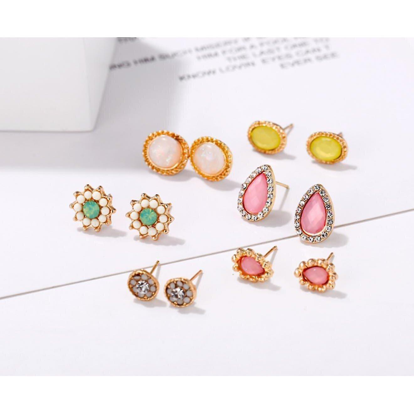 Foto 4 pulgar | Pendientes Huoguo Multielemento Con Forma De Gota De Agua  Color Amarillo (6 Unidades) - Venta Internacional.