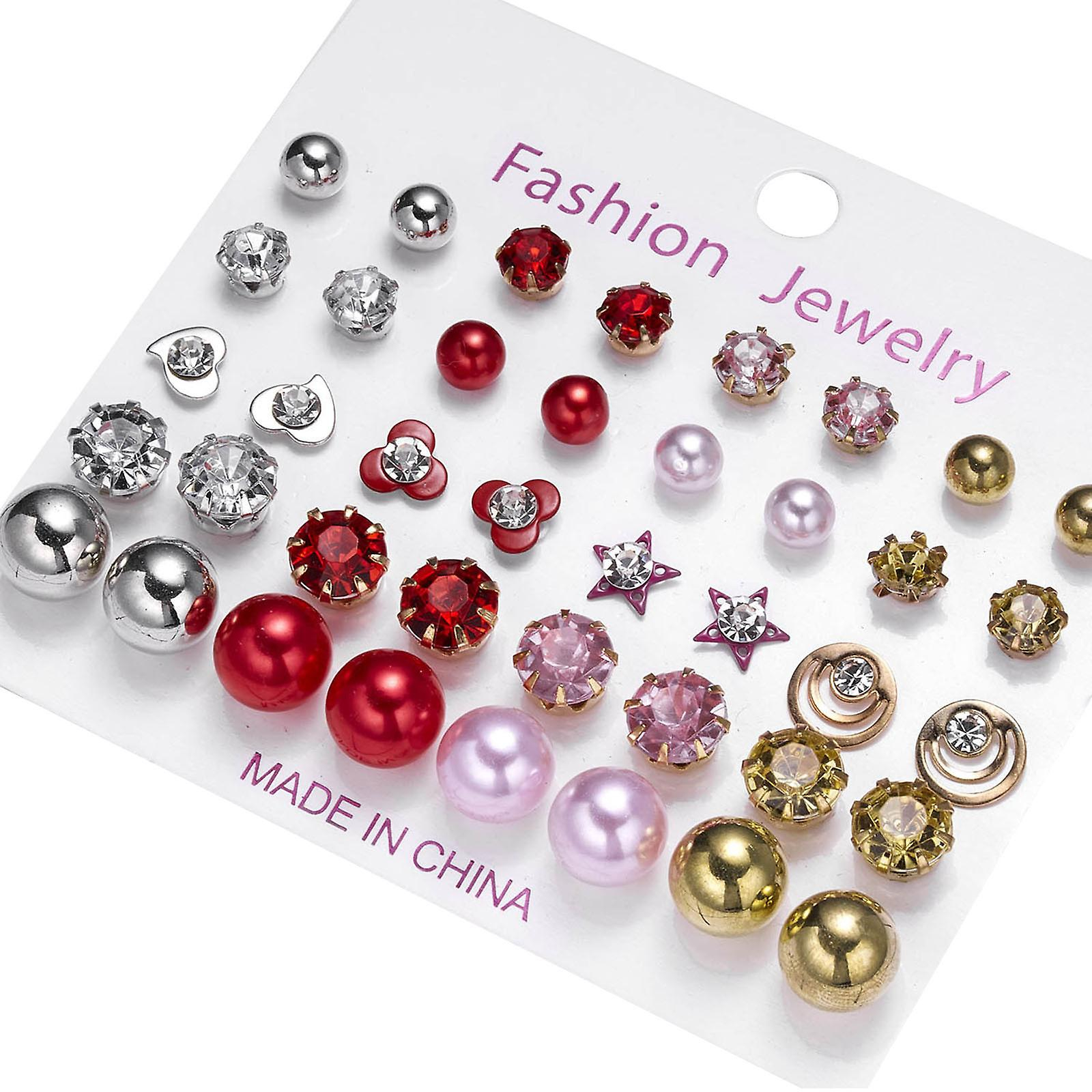 Foto 3 pulgar | Pendientes Huoguo  Tarjeta De Circonio Y Perlas  20 Pares  Para Mujer - Venta Internacional.