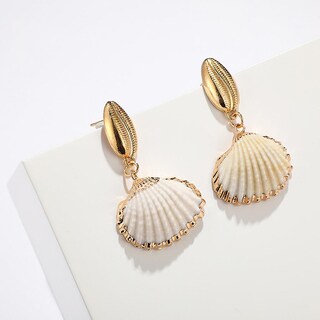 Foto 2 | Pendientes Huoguo Diseño Vintage Diseño Marino Diseño De Concha A Rayas - Venta Internacional.