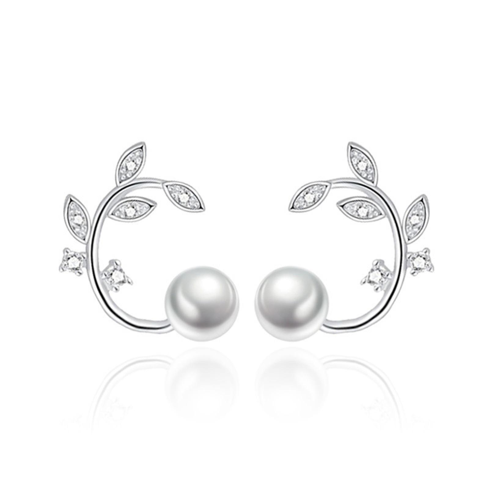 Foto 2 pulgar | Pendientes Huoguo  De Aleación Con Forma De Flor Fresca  Perla Y Rama - Venta Internacional.