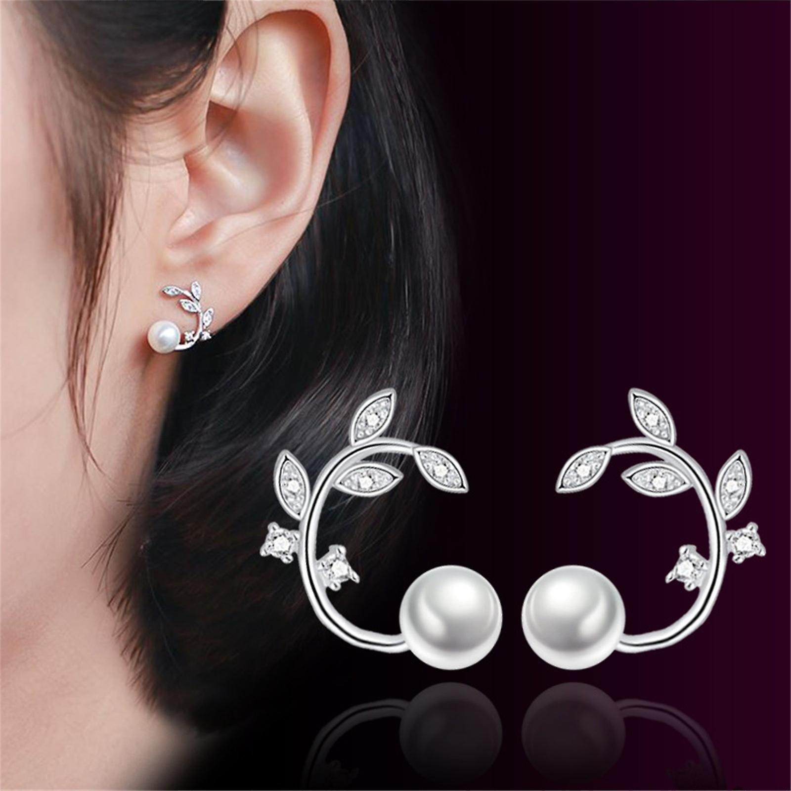 Foto 3 pulgar | Pendientes Huoguo  De Aleación Con Forma De Flor Fresca  Perla Y Rama - Venta Internacional.