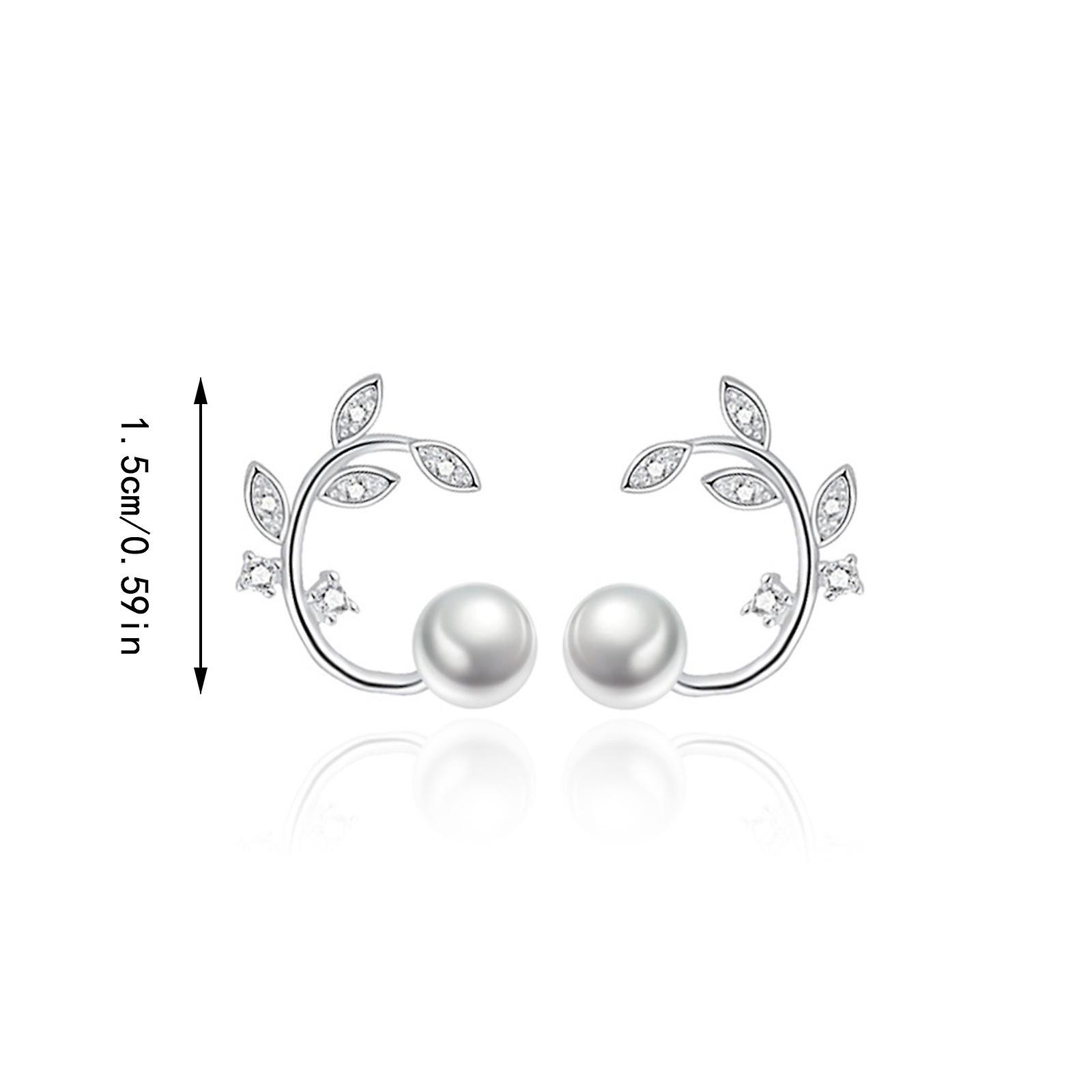 Foto 4 pulgar | Pendientes Huoguo  De Aleación Con Forma De Flor Fresca  Perla Y Rama - Venta Internacional.