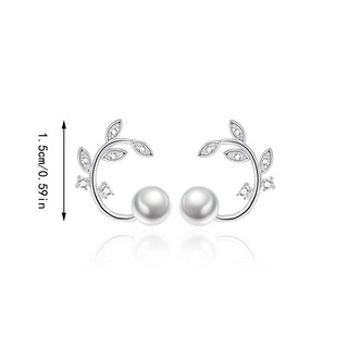 Foto 3 | Pendientes Huoguo De Aleación Con Forma De Flor Fresca Perla Y Rama - Venta Internacional.