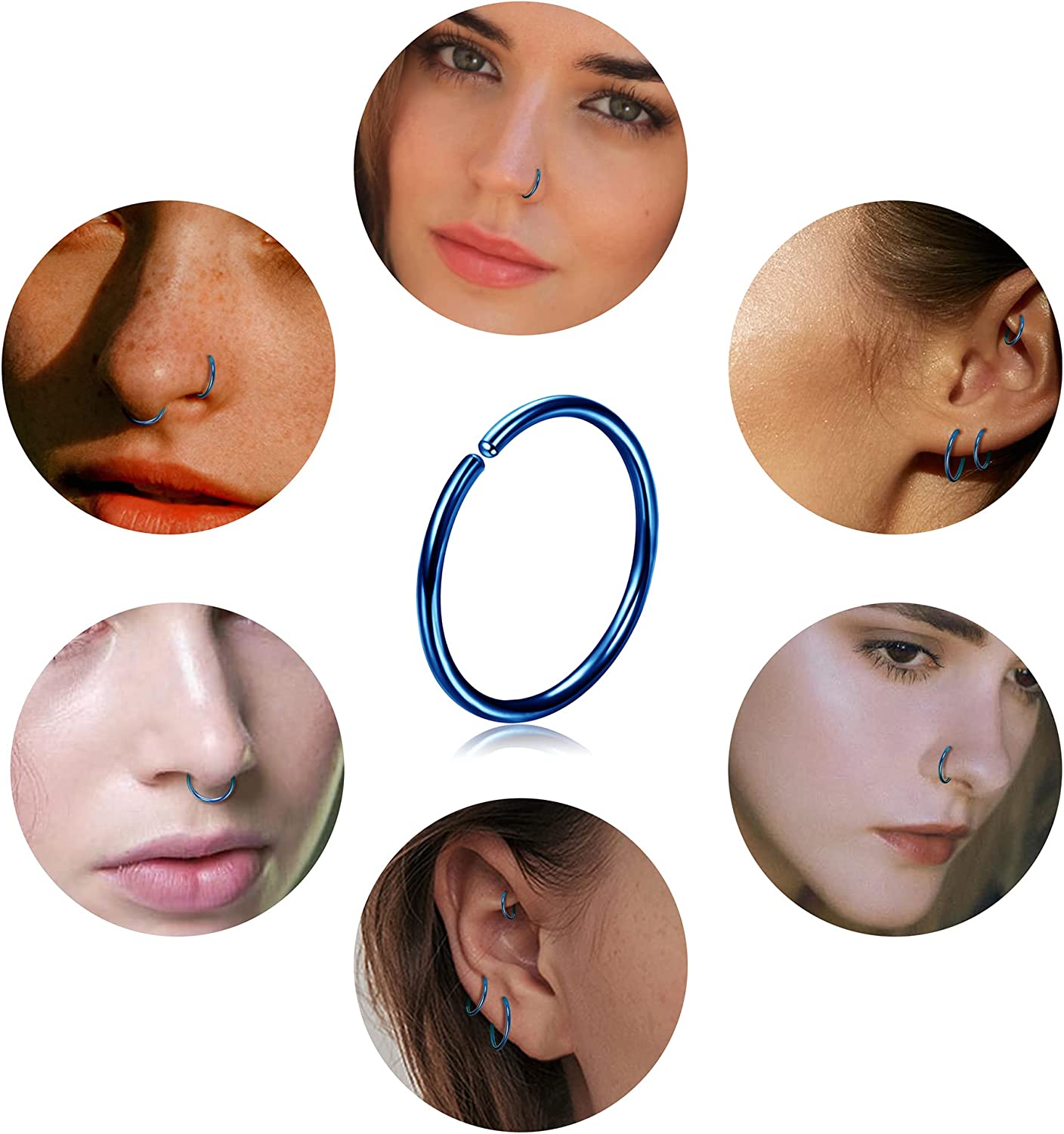 Foto 4 pulgar | Juego De 36 Aros Para Nariz Huoguo  Acero Inoxidable 316l  20 G - Venta Internacional.