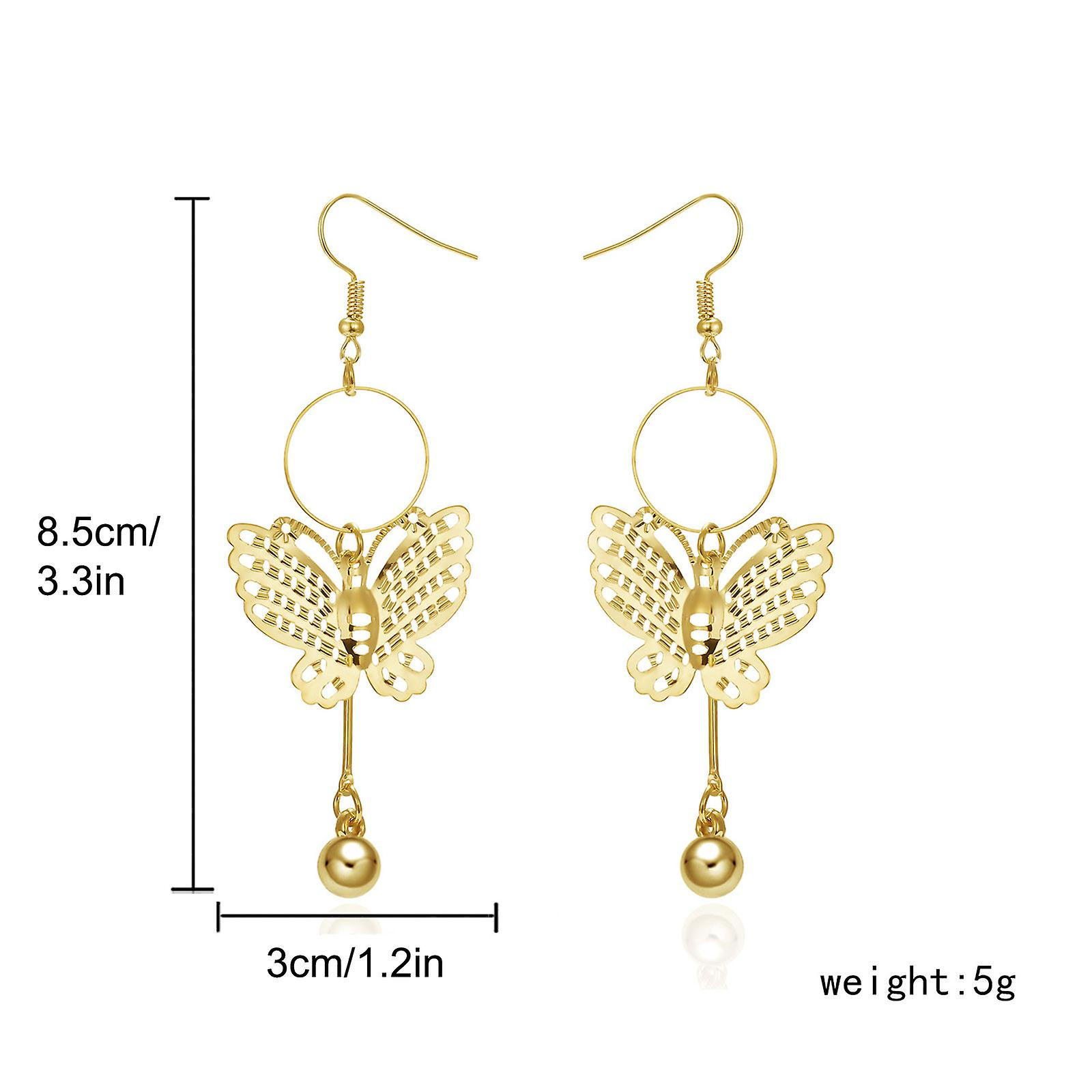 Foto 4 pulgar | Pendientes Huoguo  Con Borlas Largas  Diseño De Mariposas  Colgantes - Venta Internacional.