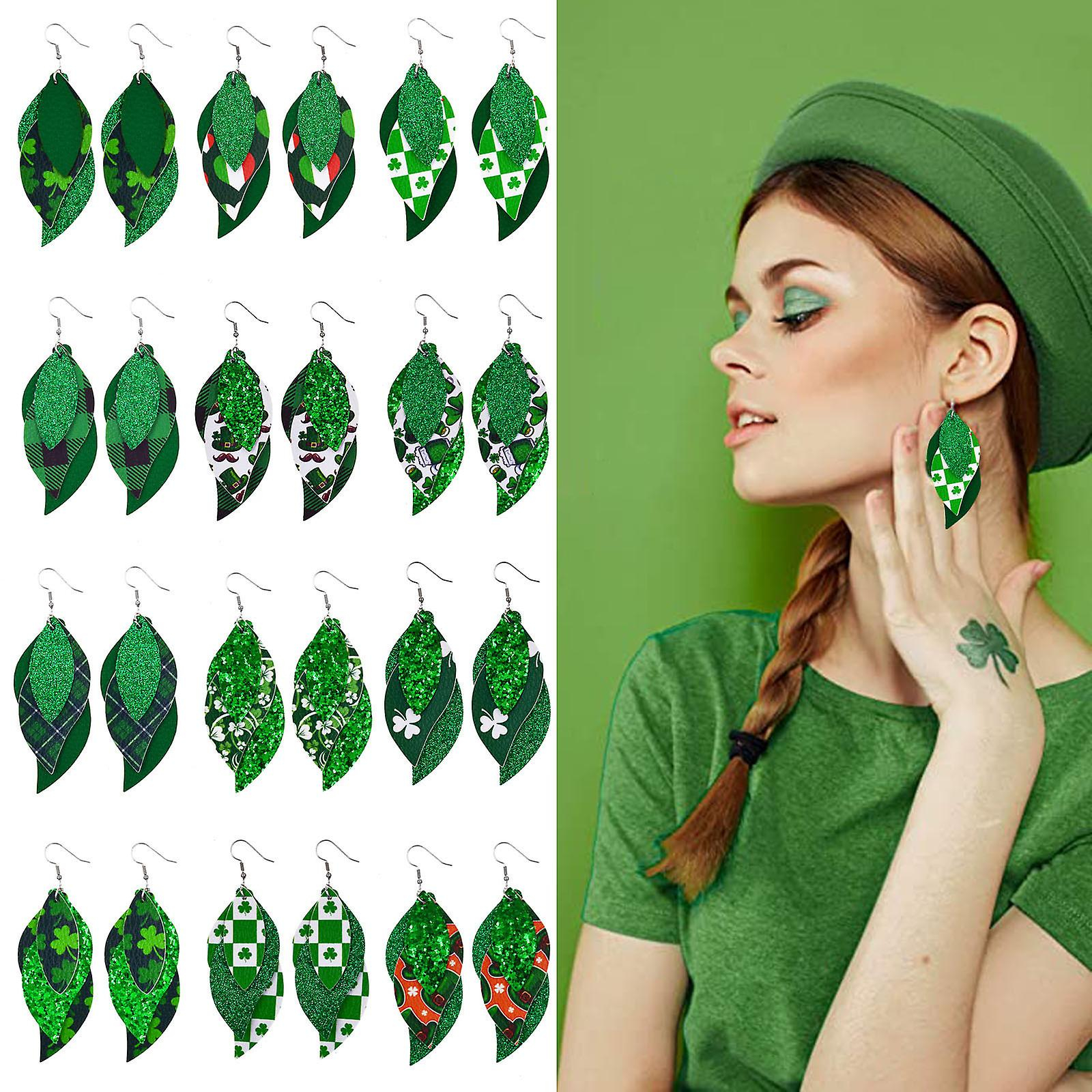 Foto 3 pulgar | Pendientes Huoguo Con Forma De Gota Verde Para El Día De San Patricio Para Mujer - Venta Internacional.