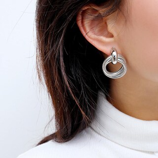 Foto 2 | Pendientes Huoguo Anillo Simple De Doble Torsión Para Mujer - Venta Internacional.