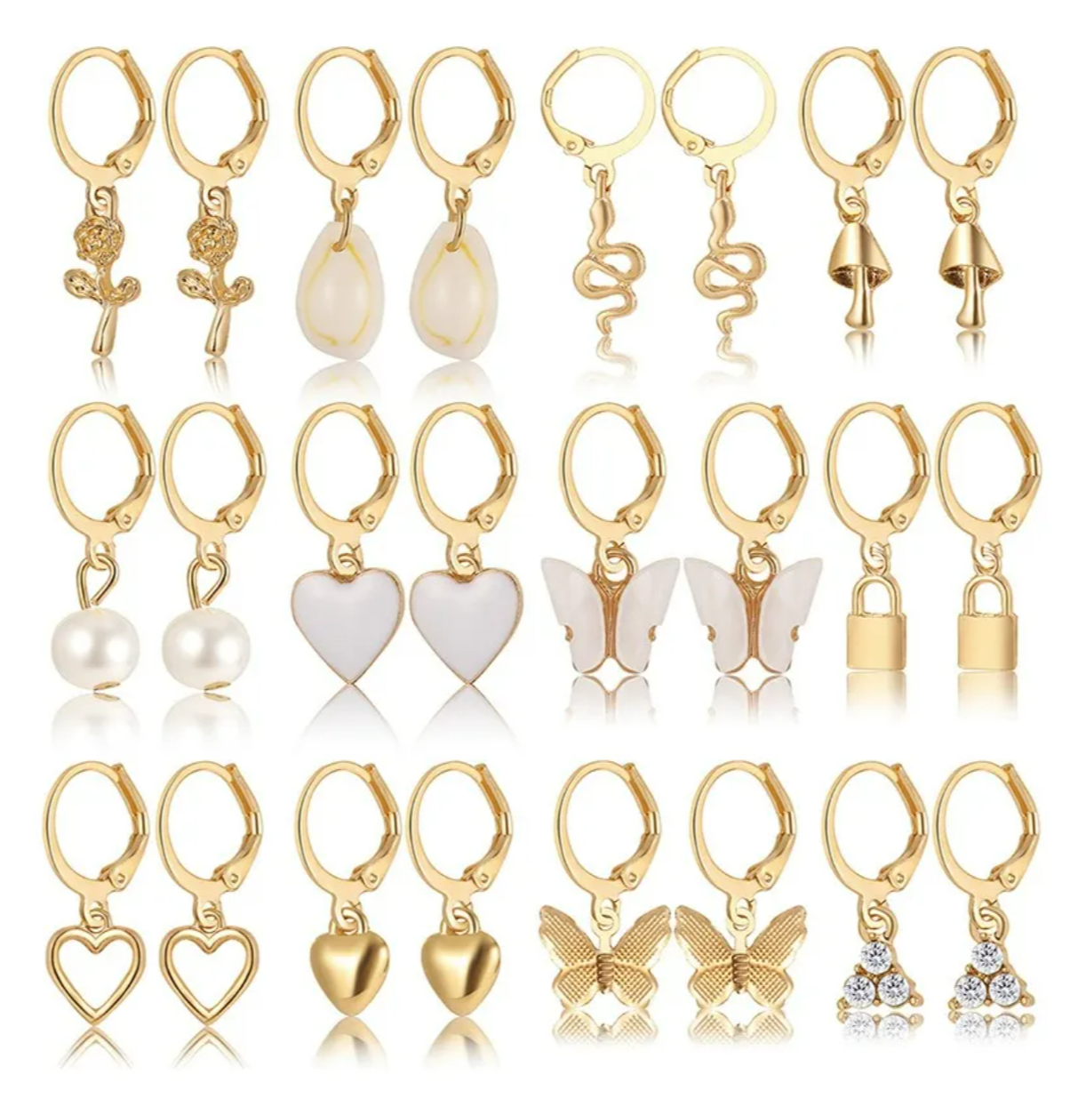 Foto 2 pulgar | 12 Pares De Aretes Bisutería Para Mujer