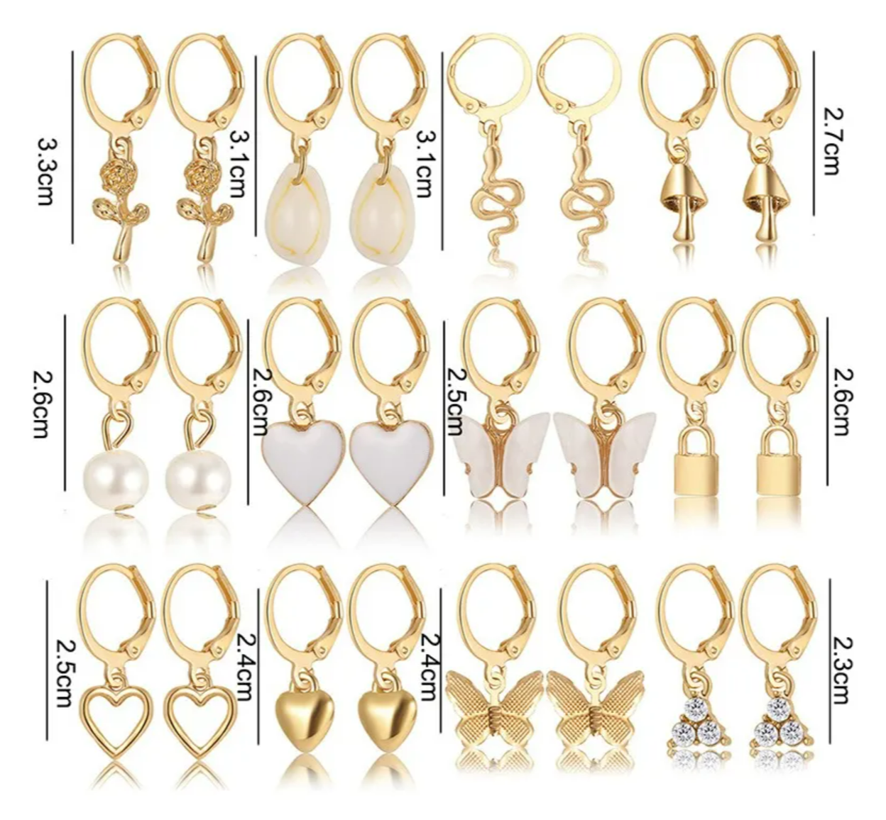 Foto 3 pulgar | 12 Pares De Aretes Bisutería Para Mujer