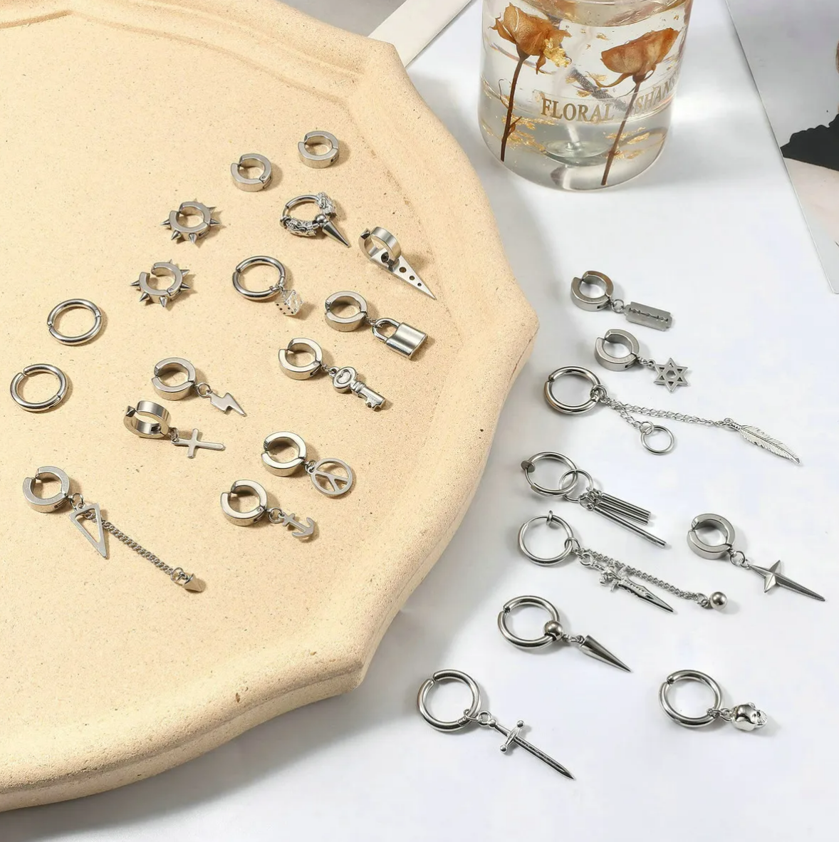 Foto 3 pulgar | 25 Aretes Acero Inoxidable