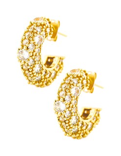 Foto 1 | Arete Media Arracada Brillante The Golden Store Chapa De Oro 18k