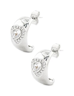 Foto 1 | Aretes Alargados Con Diseño De Corazón The Golden Store Chapa De Rodio 18k