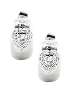 Foto 2 | Aretes Alargados Con Diseño De Corazón The Golden Store Chapa De Rodio 18k
