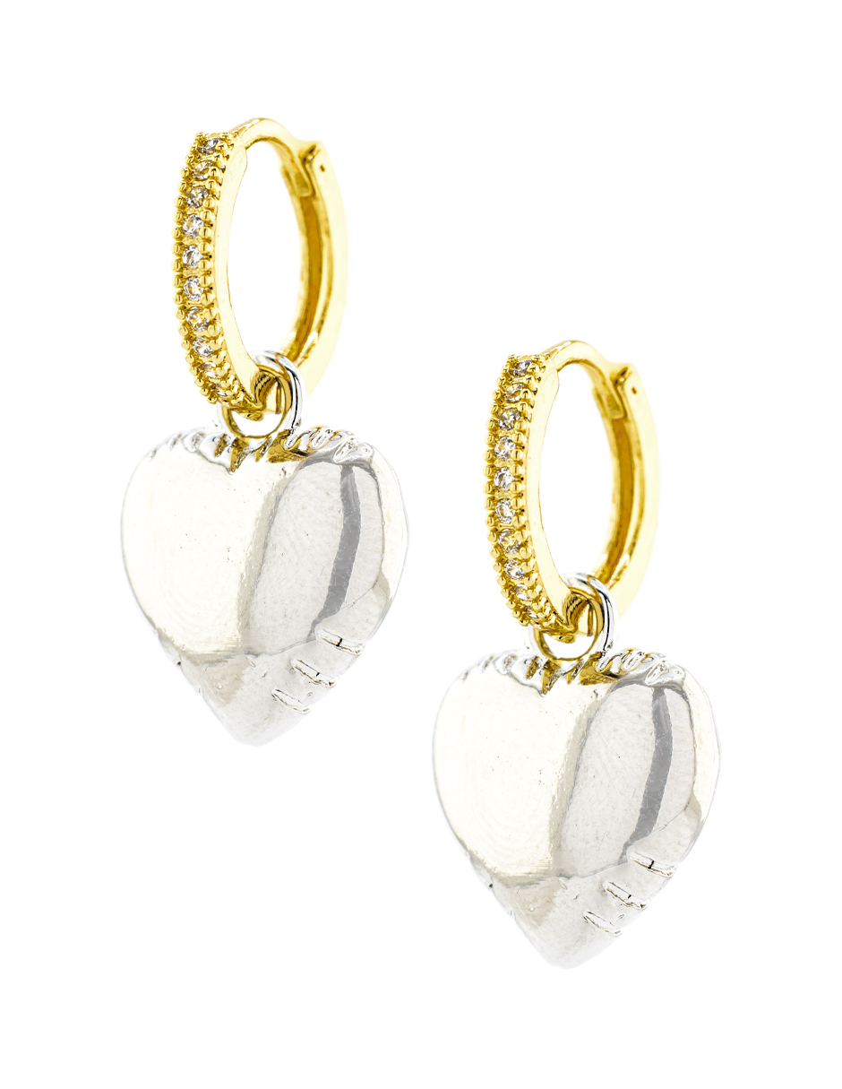 Foto 1 | Aretes Colgante De Corazón The Golden Store Chapa De Oro 18k