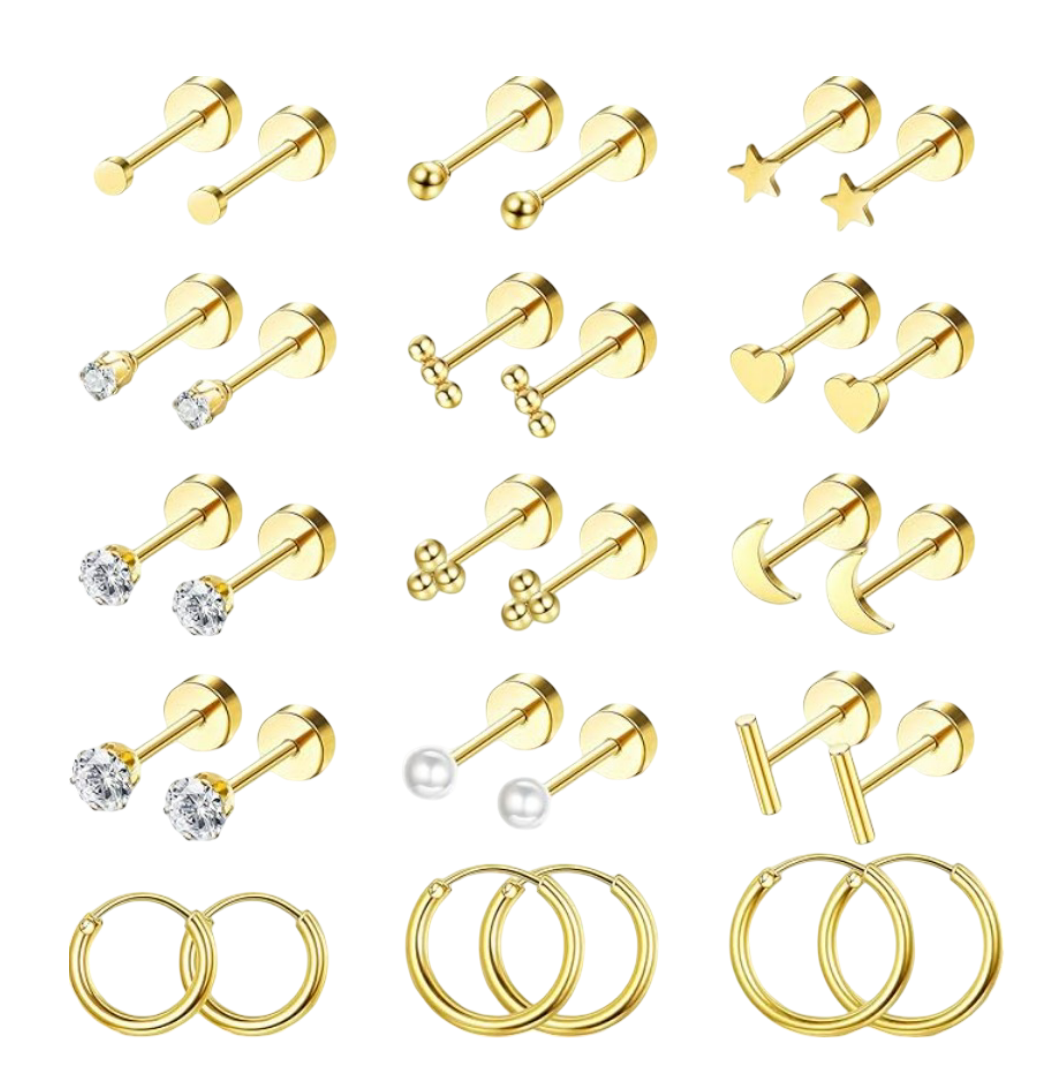 Foto 2 pulgar | Xtellar: Exclusivo Set De Aretes De Oro De 14 Quilates  Hipoalergénicos Y Versátiles