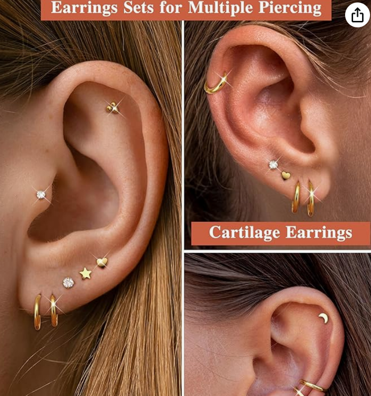Foto 3 pulgar | Xtellar: Exclusivo Set De Aretes De Oro De 14 Quilates  Hipoalergénicos Y Versátiles