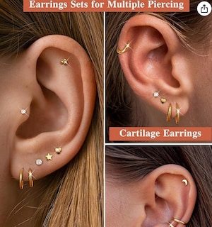 Foto 2 | Xtellar: Exclusivo Set De Aretes De Oro De 14 Quilates Hipoalergénicos Y Versátiles