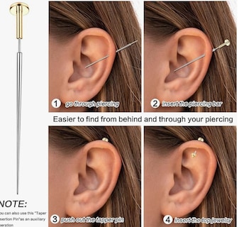 Foto 2 | Set De Joyas Xtellar Aretes Dorados De 14k De Acero Quirúrgico Para Piercing En Cartílago Tragus Y Hélix.