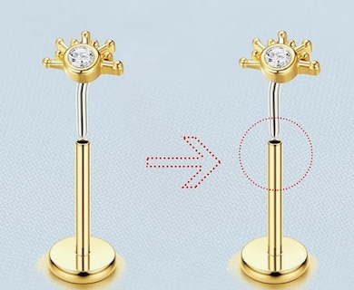 Foto 4 | Set De Joyas Xtellar Aretes Dorados De 14k De Acero Quirúrgico Para Piercing En Cartílago Tragus Y Hélix.