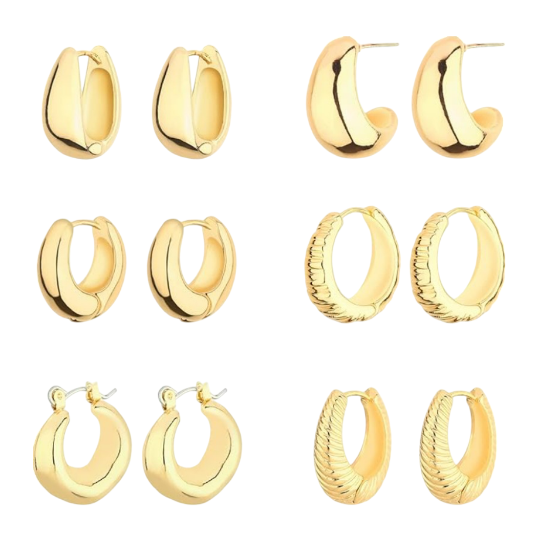 Foto 2 pulgar | Xtellar Aretes De Aro Dorados Para Mujer En Oro De 14 Quilates  Set De Joyería Hipoalergénica Y Gruesa  Los Acce