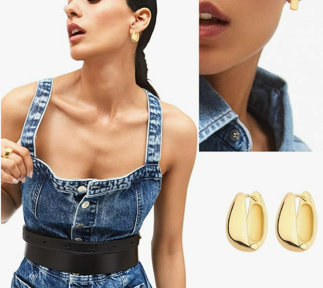 Foto 3 pulgar | Xtellar Aretes De Aro Dorados Para Mujer En Oro De 14 Quilates  Set De Joyería Hipoalergénica Y Gruesa  Los Acce