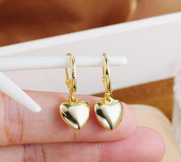 Foto 3 | Aretes Colgantes Xtellar De Plata De Ley 925 Para Mujer Diseño De Corazón Chapados En Oro De 14k Regalo De J