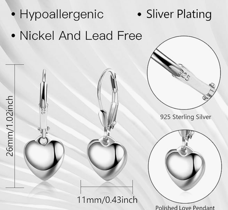 Foto 3 pulgar | Aretes Colgantes Xtellar De Plata De Ley 925 Para Mujer  Diseño De Corazón  Chapados En Oro De 14k  Regalo De J