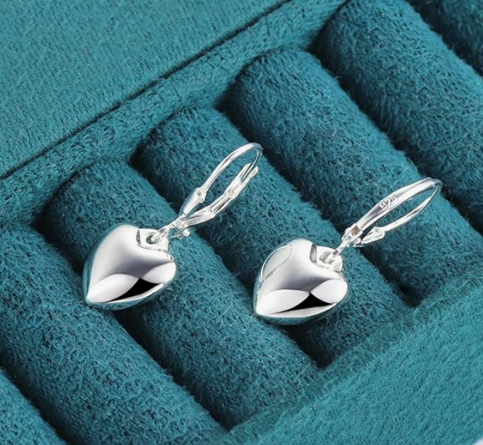 Foto 5 pulgar | Aretes Colgantes Xtellar De Plata De Ley 925 Para Mujer  Diseño De Corazón  Chapados En Oro De 14k  Regalo De J