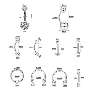 Foto 3 | 85 Pzs Kit De Piercings De Acero Inoxidable Anillos Ombligo Belug Plateado