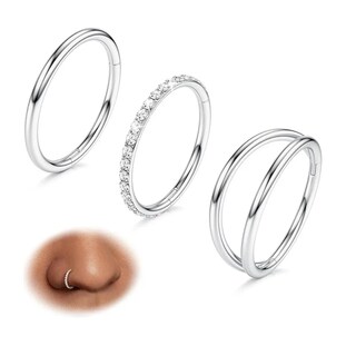 Foto 3 | 3 Piezas Anillos Nasales Piercing Acero Inoxidable Plateado 1.2x8mm Belug