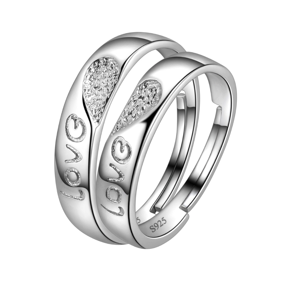 Foto 2 pulgar | Anillos de Pareja de Plata 925 Corazón