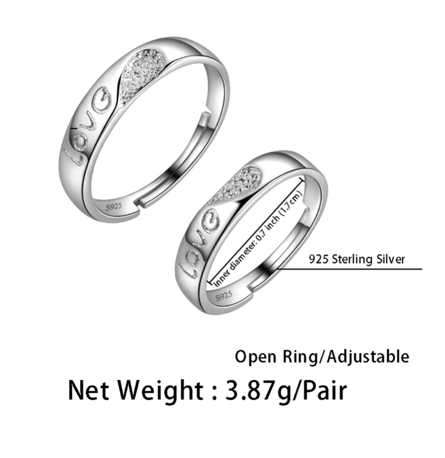 Foto 3 pulgar | Anillos de Pareja de Plata 925 Corazón
