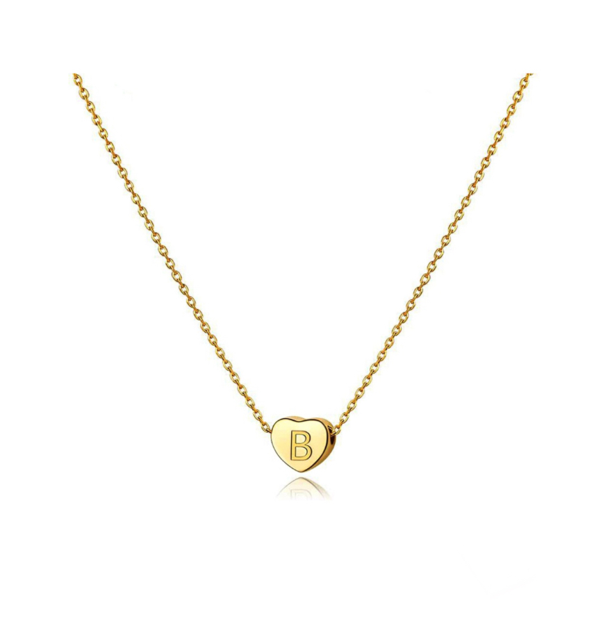 Cadena para Mujer Inicial Letra B Corazón Chapado Oro 18k