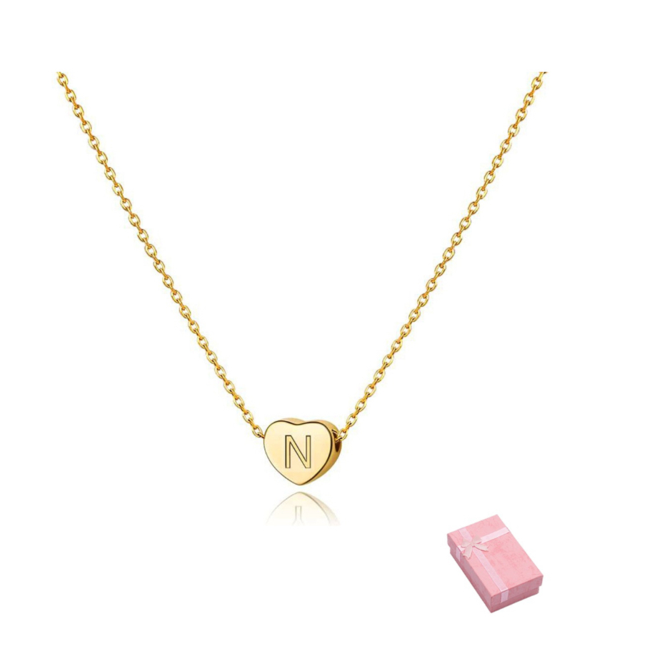 Foto 2 | Cadena para Mujer Inicial Letra N Corazón Chapado En Oro 18k