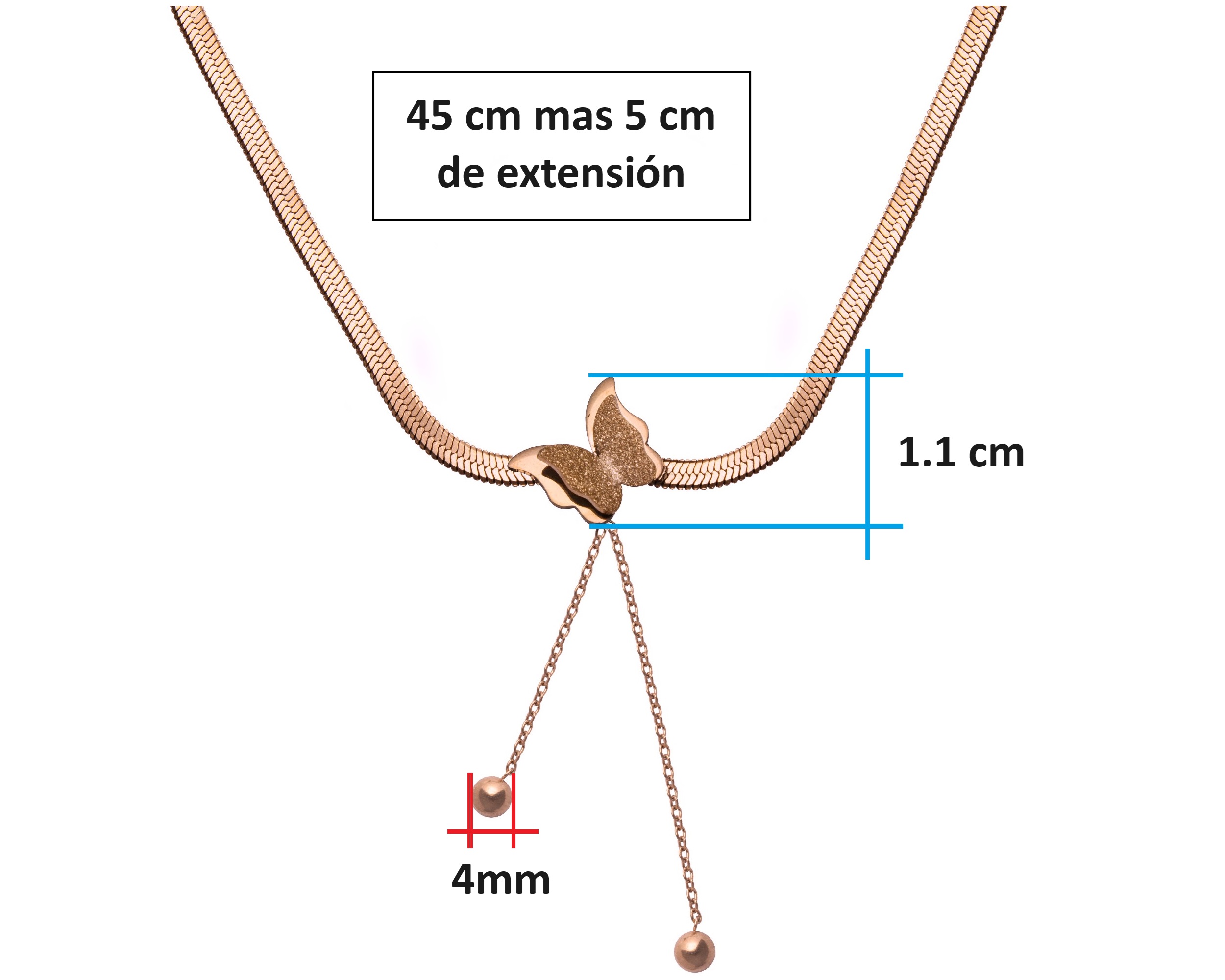 Foto 8 pulgar | Garcantilla Mariposa 45cm Acero Inoxidable Tono Rosa CH16