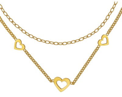 Foto 1 | Gargantilla Corazones Doble Cadena 45cm Acero Inoxidable Tono Dorado CH19