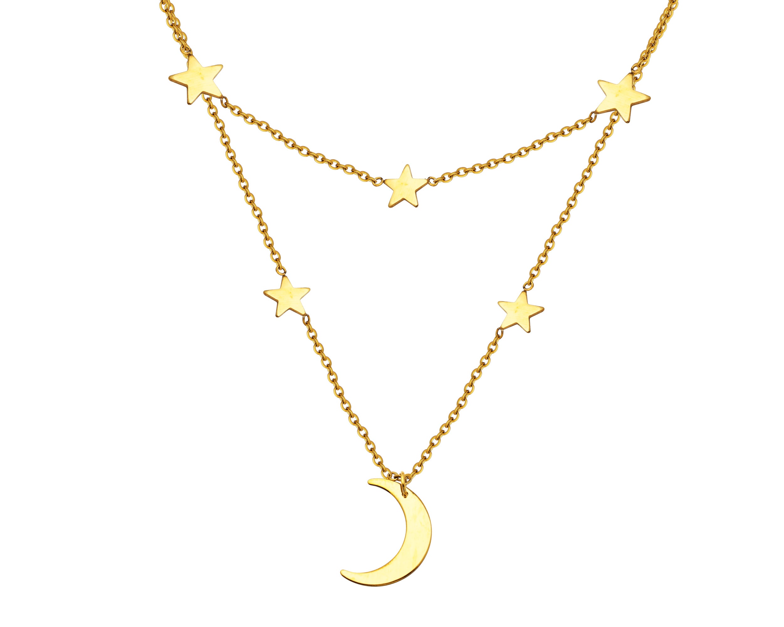 Gargantilla Estrella Y Lunas 45cm Acero Inoxidable Tono Dorado CH23 $369