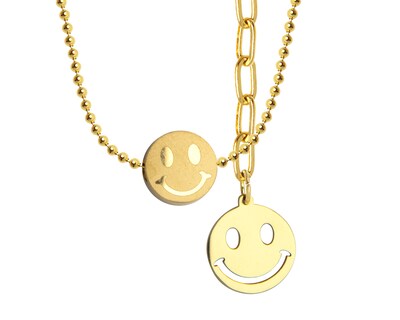 Foto 3 | Gargantilla Carita Feliz 45cm Acero Inoxidable Tono Dorado CH20