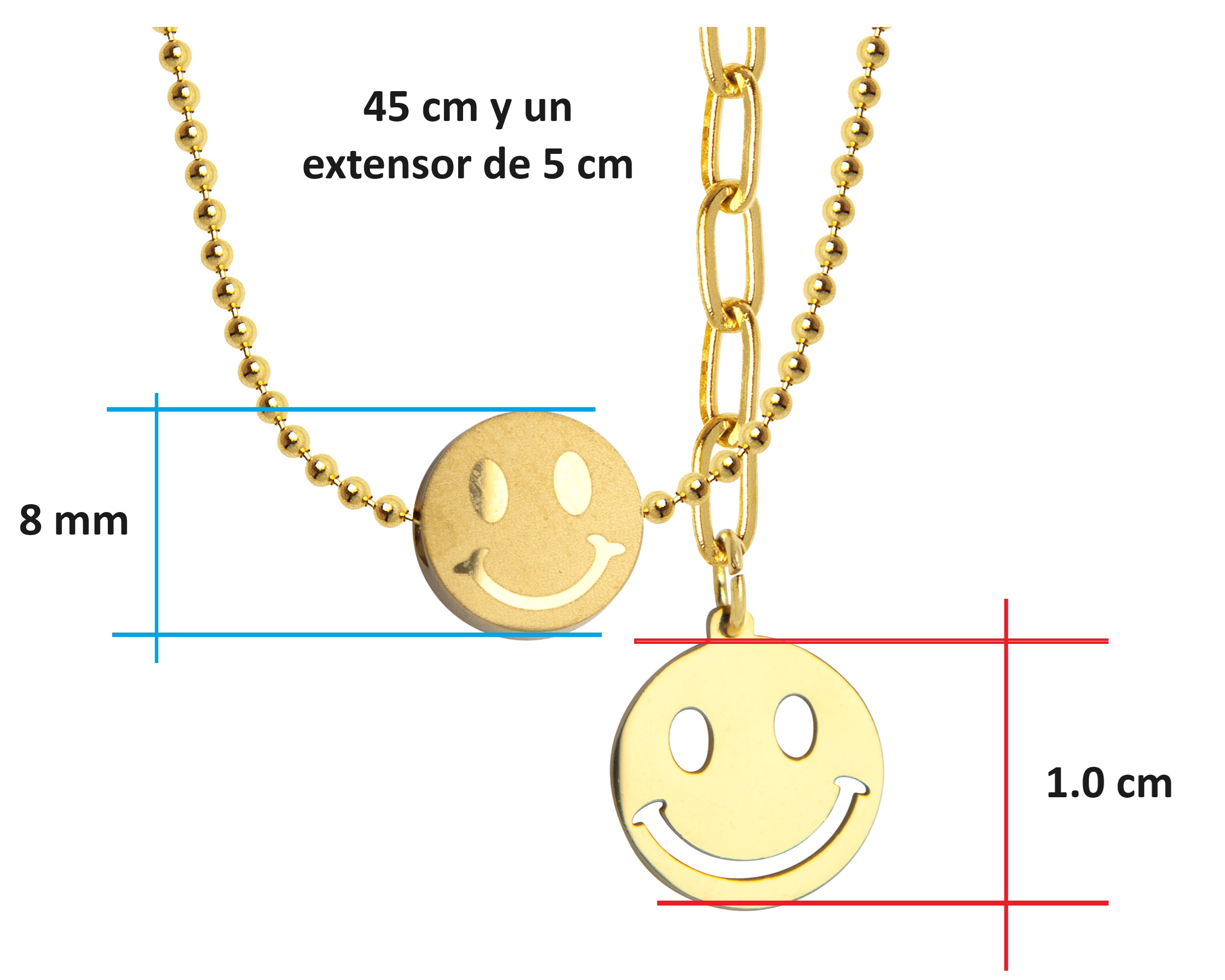 Foto 7 | Gargantilla Carita Feliz 45cm Acero Inoxidable Tono Dorado CH20