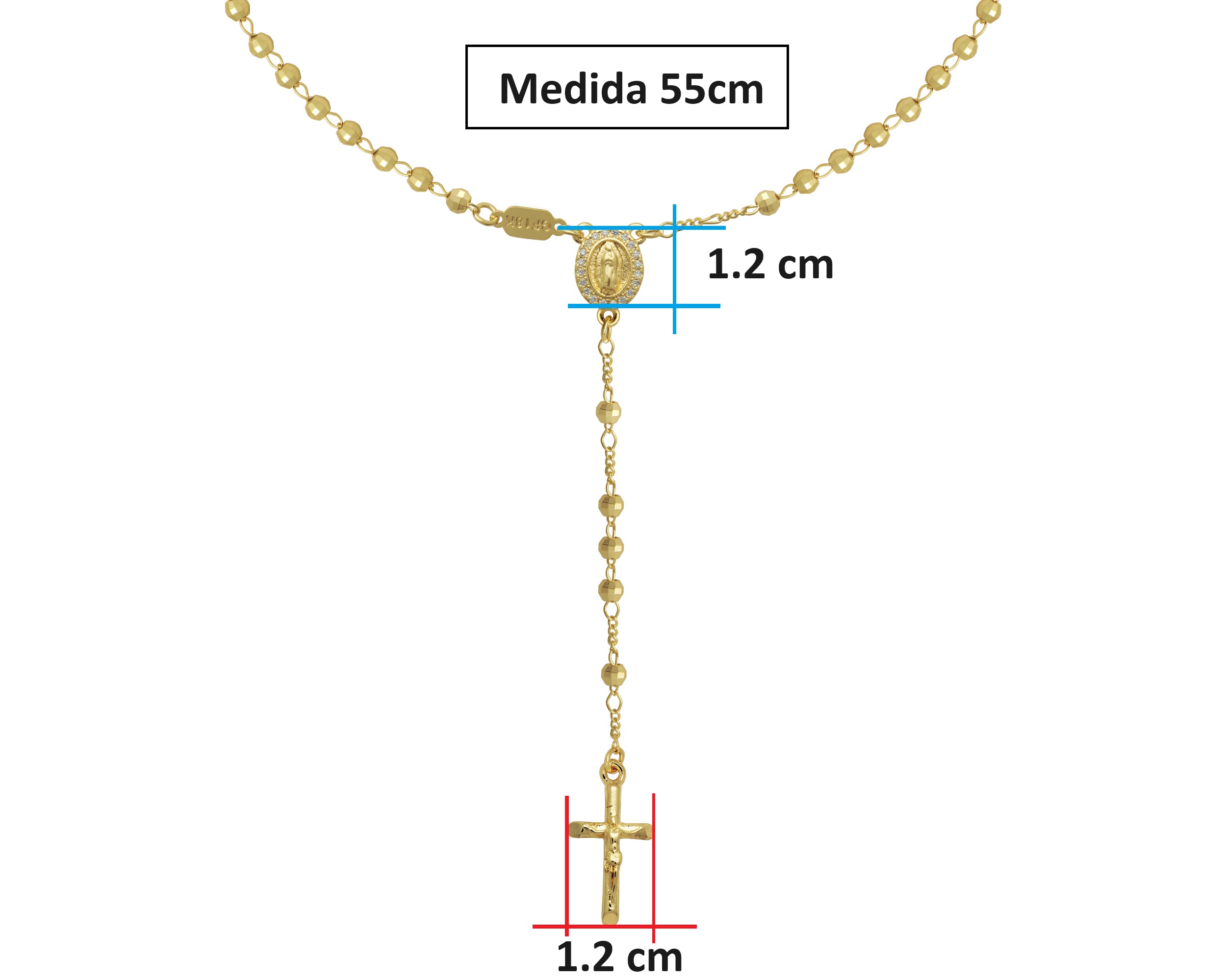 Foto 7 pulgar | Rosario Diamantado 55cm Chapa De Oro CH15