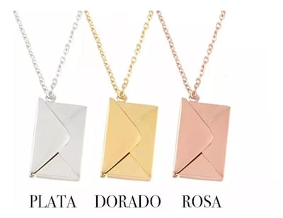 Foto 5 | Collar Carta Sobre Mensaje Grabado Acero Inoxidable Oro Rosado