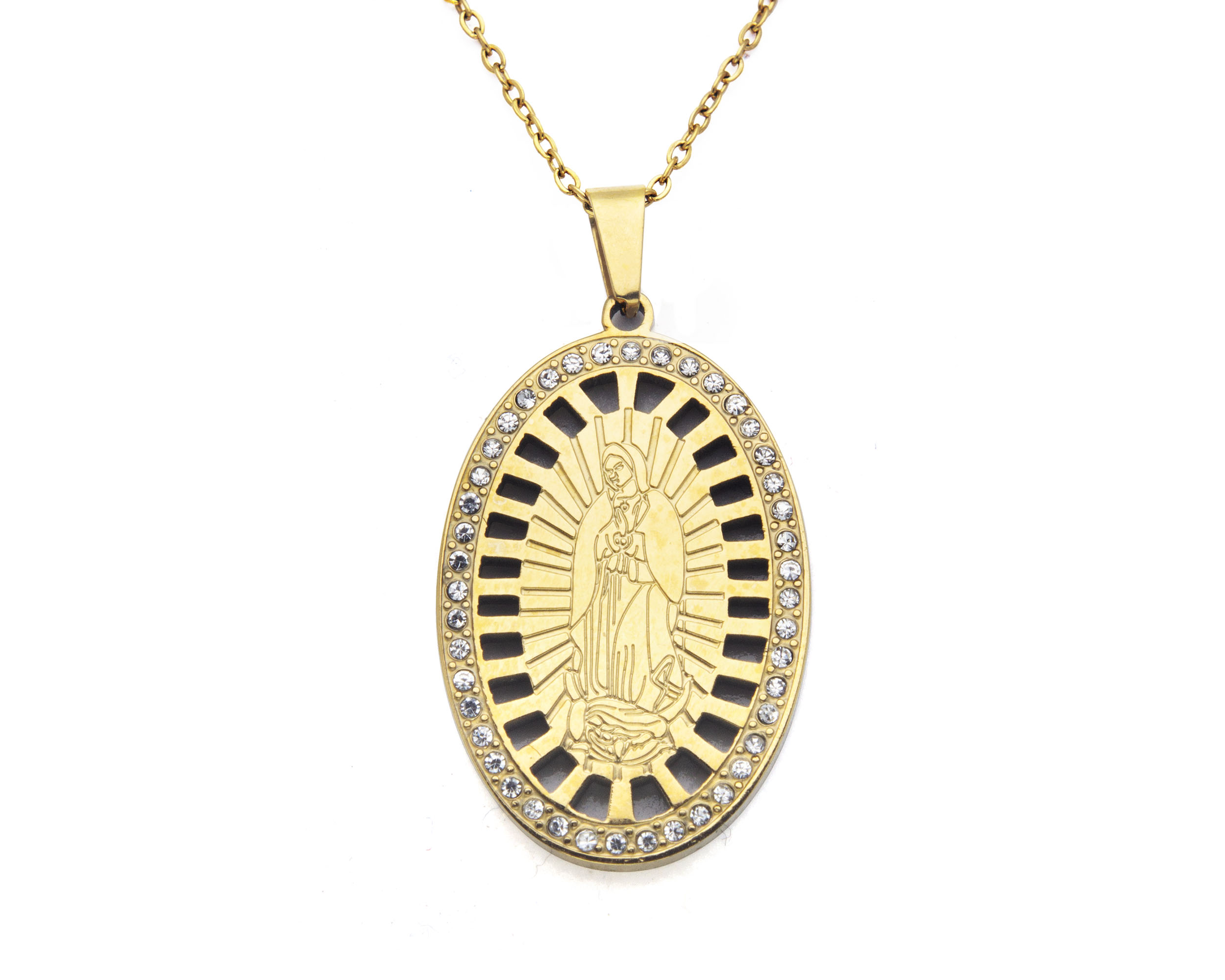 Gargantilla Virgen Guadalupe Horoz Ch71 Dorada 42cm de Acero Inoxidable