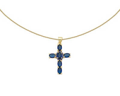Foto 2 | Gargantilla de Cruz Tono Azul Horoz Ch62 42 cm Chapa de oro 18k