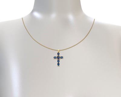 Foto 3 | Gargantilla de Cruz Tono Azul Horoz Ch62 42 cm Chapa de oro 18k