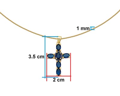 Foto 5 | Gargantilla de Cruz Tono Azul Horoz Ch62 42 cm Chapa de oro 18k