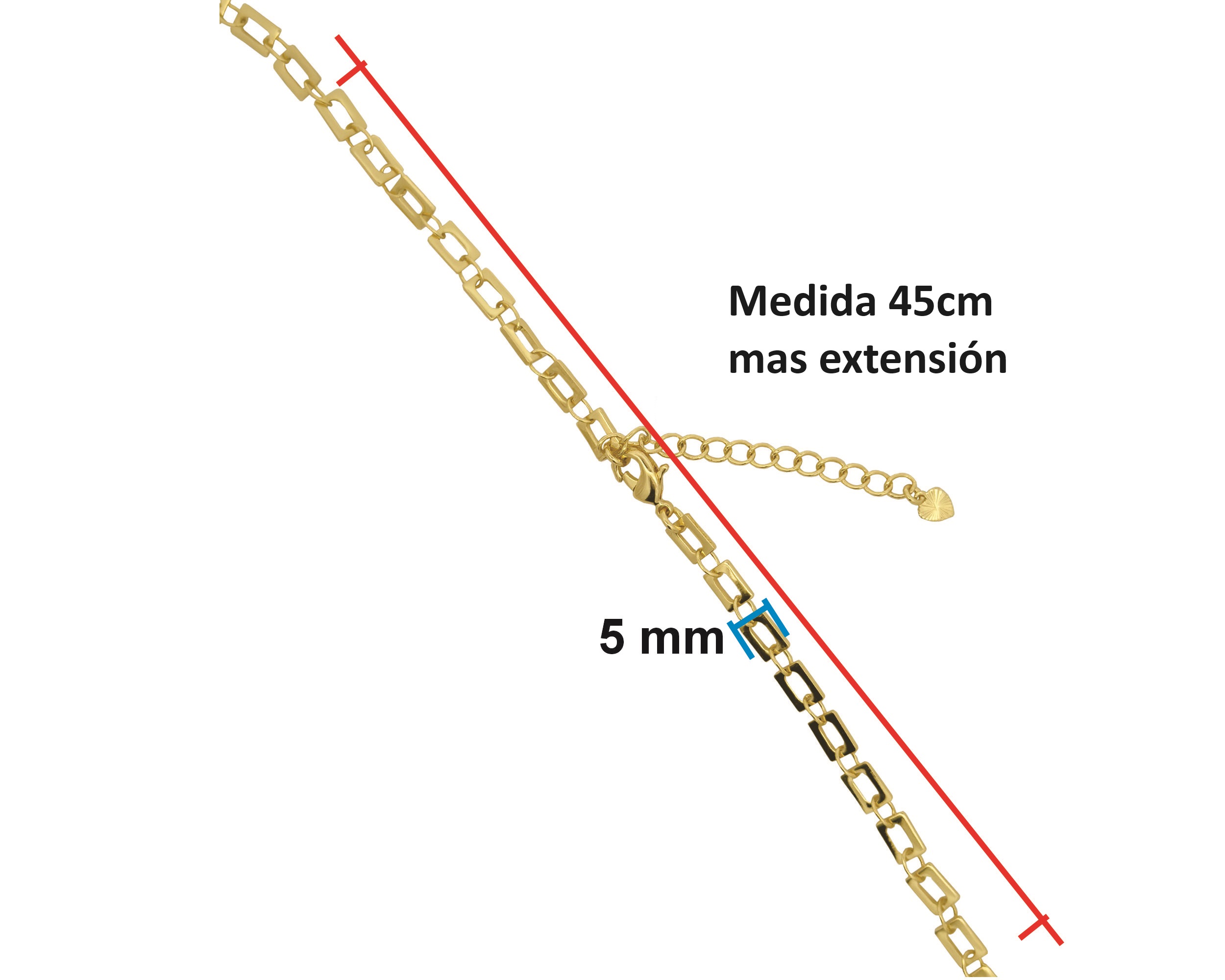 Foto 7 | Cadena Cuadrada 45cm Chapa de Oro de 18k Horoz Ch50