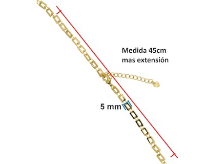 Foto 7 | Cadena Cuadrada 45cm Chapa de Oro de 18k Horoz Ch50