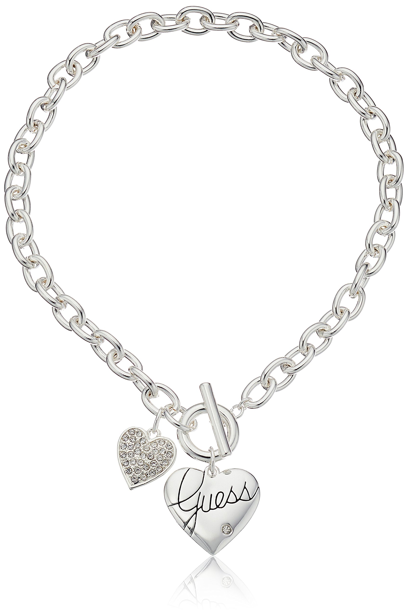 Foto 2 pulgar | Collar Guess Basic con Logo Plateado en Forma de Corazón - Venta Internacional