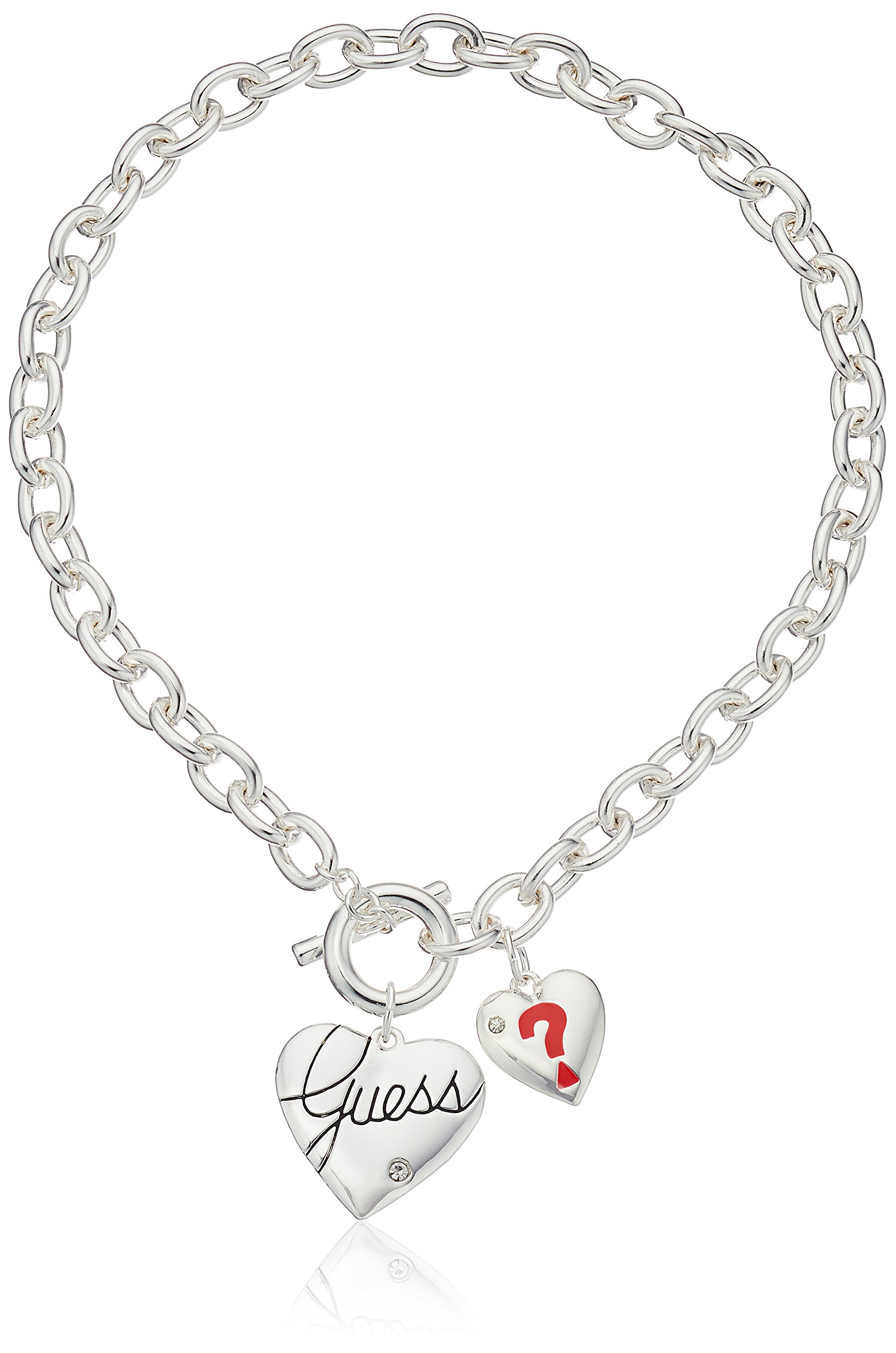 Foto 3 pulgar | Collar Guess Basic con Logo Plateado en Forma de Corazón - Venta Internacional