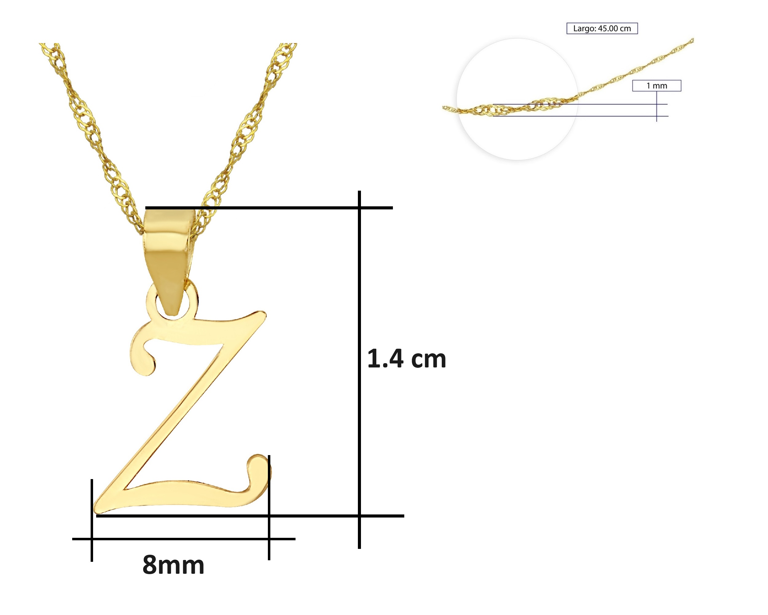 Foto 6 | Gargantilla Inicial Lisa ''z'' 45cm Horoz 10k C1721